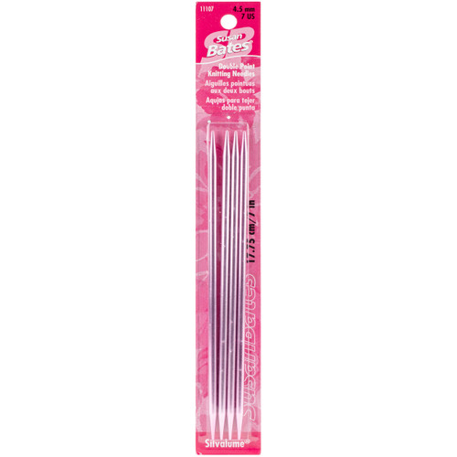 Susan Bates Silvalume Double Point Knitting Needles 7" 4/Pkg-Size 7/4.5mm - 111077 - 077216001077